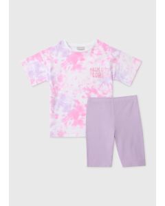 Girls Oversized T-Shirt & Cycling Shorts Set