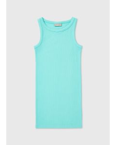 Girls Aqua Ribbed Dress