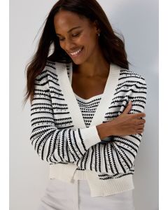 Ivory Stripe Co Ord Cardigan