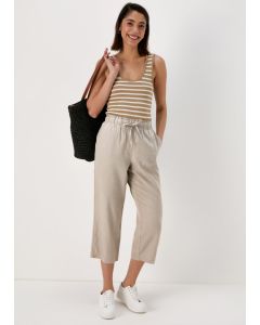 Linen Tapered Crop Trousers