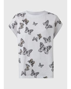 Papaya Butterfly Print Relaxed T-Shirt