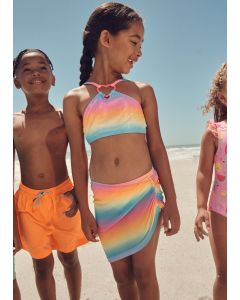 Girls Multicolour Glitter Ombre 3 Piece Swimsuit