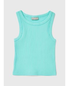 Girls Aqua Ribbed Vest