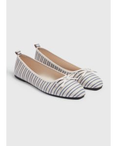  Stripe Bow Ballet Flats