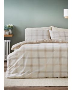 Pc Natural Check Duvet Set S