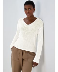 Ivory Sparkle V Neck Jumper