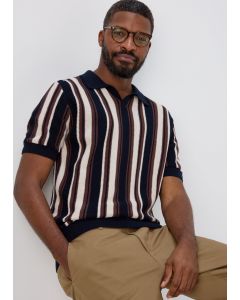 Brown Vertical Stripe Smart Polo Shirt