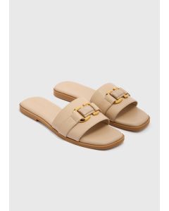 Buckle Trim Mule Slippers