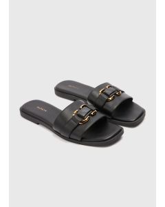 Papaya Buckle Trim Mule Sandals