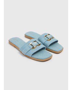 Buckle Trim Mule Sandals