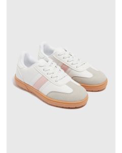 Girls  Panel PU Lace Up Trainers