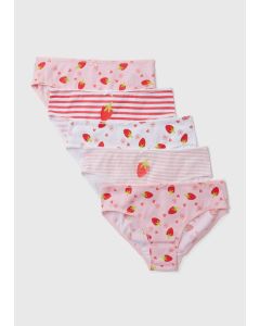 Girls 5 Pack Multicolour Fruit Design Briefs