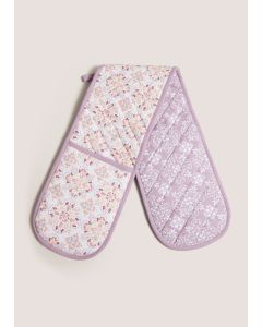 Patterned Oven Mitts-Pink-One Size