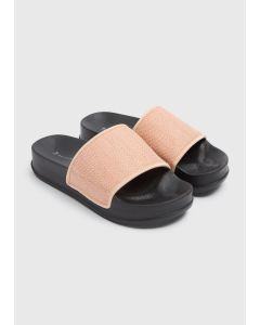 Raffia Platform Sliders