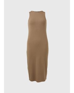 Taupe Racer Ribbed Midi Dress