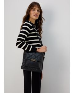 PU Tumbled Messenger Bag-Black-One Size