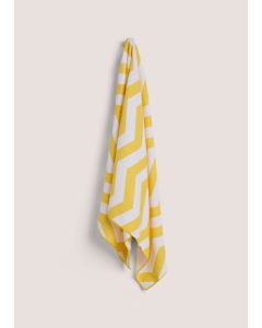 Geo Print Microfibre Beach Towel-Yellow-One Size