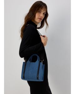 Denim Spring Canvas Mini Tote Bag-Blue-One Size