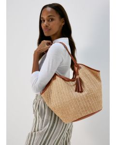 Natural Raffia Tote Bag-Natural-One Size