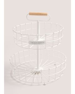 Kitchen Co Two Tier Fruit Basket (38cm x 28cm)-White