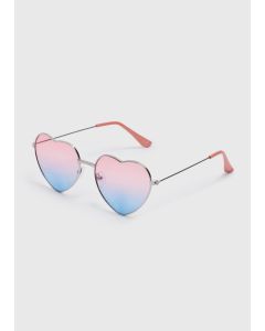 Kids Silver Metal Heart Sunglasses-Silver-One Size