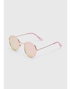 Kids Rose Gold Metal Round Sunglasses -Purple-One Size