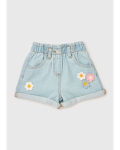 Girls Denim Floral Shorts