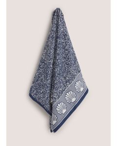 100% Cotton Indigo Shell Border Towel