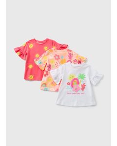 Girls 3 Pack Floral T-Shirts