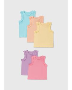 Girls 5 Pack Frill Vests