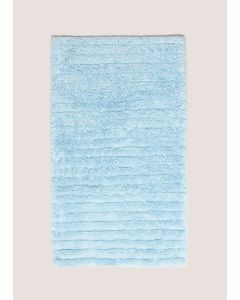 Ribbed Cotton Bath Mat-Blue-One Size