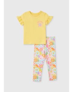 Girls Floral Print T-Shirt & Leggings Set