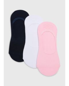 3 Pack No Show Ribbed Socks