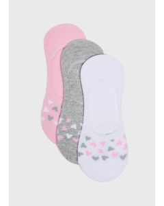 3 Pack Heart No Show Socks