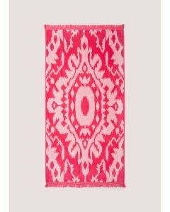  Ikat Jacquard Beach Towel (80cm x 160cm)-Pink