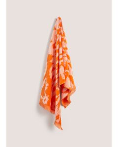  Ikat Jacquared Towel (80cm x 160cm)-Orange