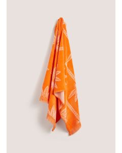  Palm Jacquared Towel (80cm x 160cm )-Orange