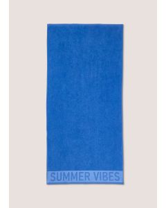 Summer Vibes Slogan Beach Towel (70cm x 140cm)-Blue