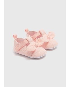 Baby T Bar Broderie Shoes