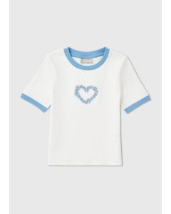 Girls Daisy Heart Ringer T-Shirt