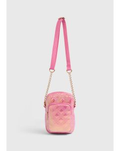 Girls Metallic Crossbody Bag-Pink