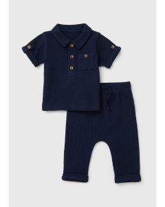 Baby  Preppy Boy Waffle Polo Set