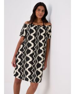 Mono Swirl Barbot Viscose Mini Dress