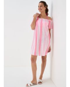 Jacquard Bardot Viscose Mini Dress