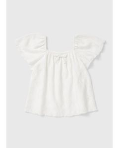 Girls Broderie Frill Blouse