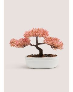 Faux Bonsai Tree In Pot (50cm x 52cm x 25cm)-Pink