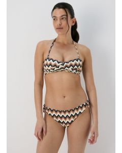 Mocha Chevron Twist Bikini Top