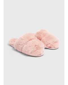 Double Strap Fur Sliders