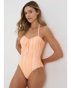 Jacquard Tie Front Swimsuit