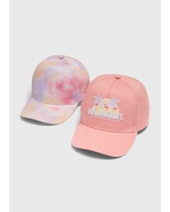 Girls 2 Pack Tie Dye Caps